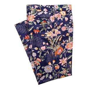 Mens Gurkha Pants 36 Purple Floral Cotton Chino Trousers Flat Front Straight Fit
